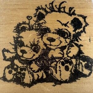 1982 Vintage Stamp  JODY BERGSMA Rubber Stamp Mamma And Baby Bear New Old Stock